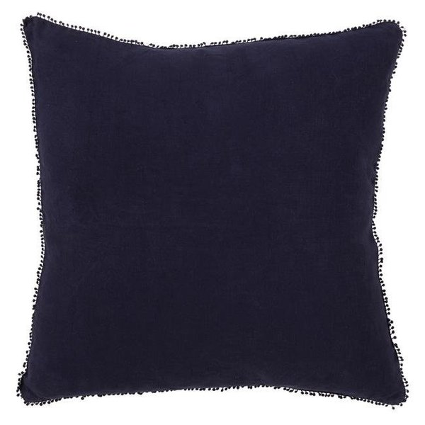 Saro Lifestyle SARO 15063.MB20S 20 in. Graciella Square Pompom Design Down Filled Pillow - Midnight Blue 15063.MB20S